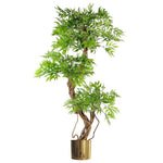 140cm  Realistic Artificial Japanese Fruticosa Ficus Tree, Green Gold