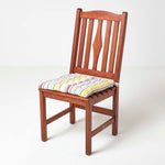 Striped Seat Pad With Button Straps 100% Cotton, 40 X 40 Cm | Set of 1 | Osaka Green