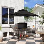 8' X 5' Grill Gazebo Canopy With 2 Side Shelves, Hook | Dark Gray