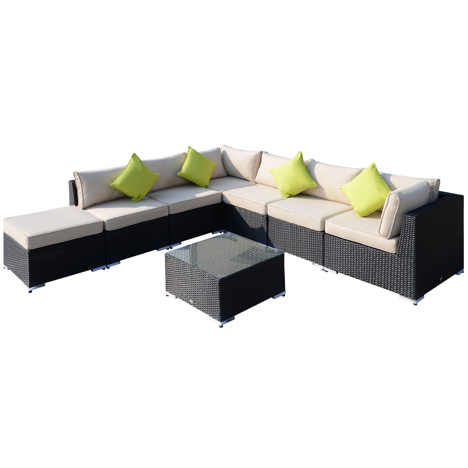 8pc Rattan Sofa Garden Furniture Aluminium Outdoor Patio Set | Black