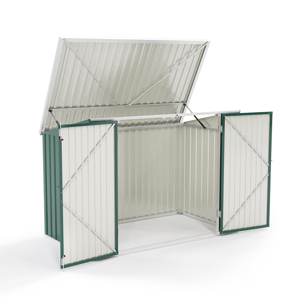 Steel Trash Can Recycle Bin Enclosure Storage Shed | One Size | Green