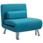 Single Folding 5 Position Convertible Sleeper Chair Sofa Bed | One Size | Dark Blue