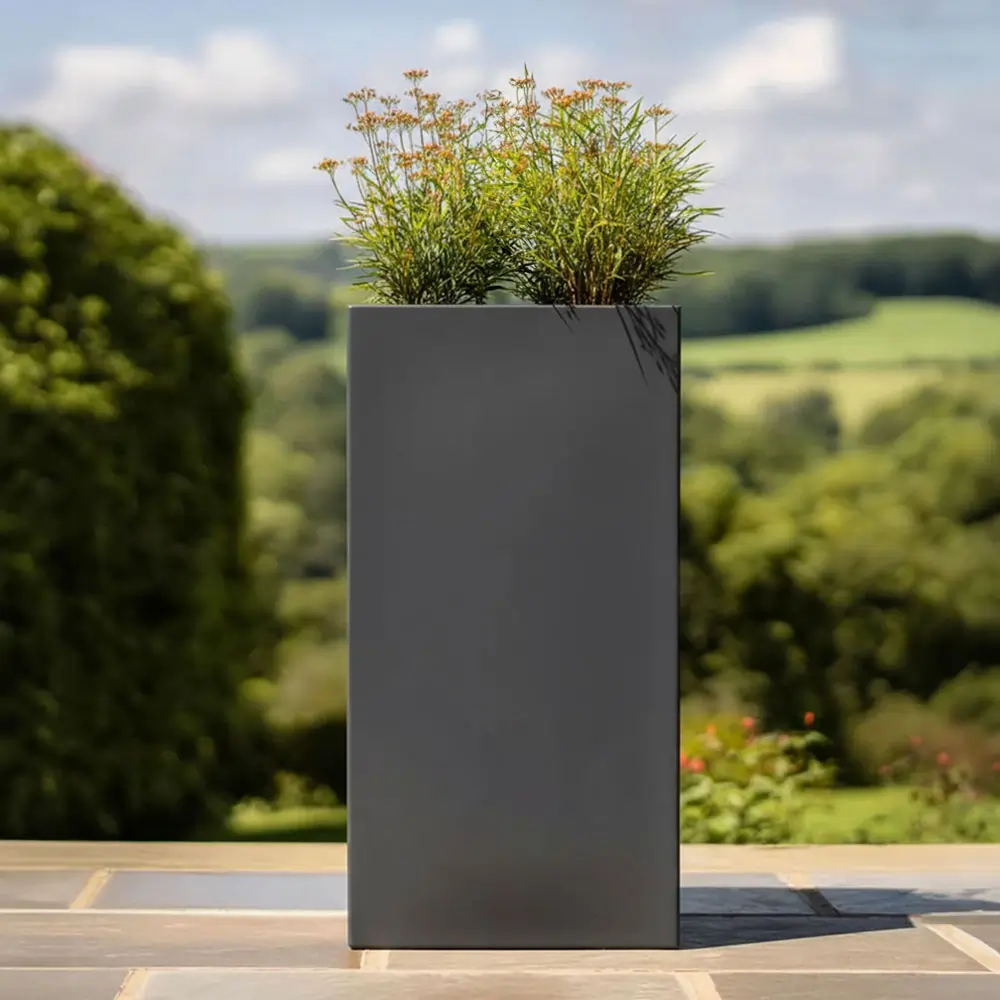 Zinc Galvanised Tall Square Planter | 40cm x 40cm x 100cm