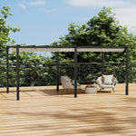 3m X 6m Aluminium Pergola With Retractable Roof,pu-coated Water-resistant Canopy,black Frame Patio Shelter For Garden, Backyard | Beige