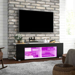 Tv Stand 145cm Glass Shelves Rgb Led | Black
