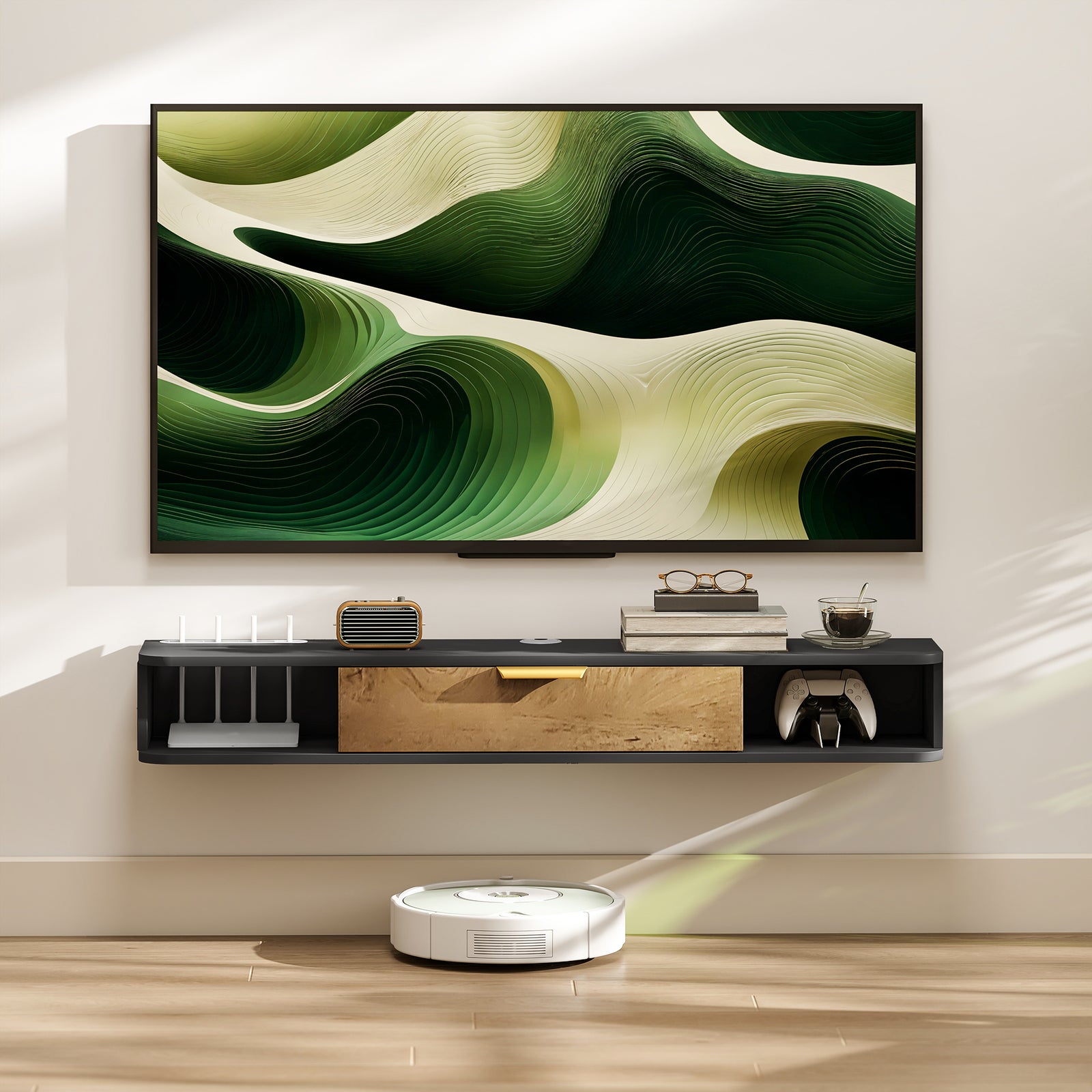 HOMCOM 120 Cm Floating Tv Unit With Storage Entertainment Media Console Grey