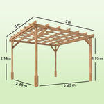 3 X 3 M Wooden Pergola Kit, Garden Gazebo Shelter | Brown
