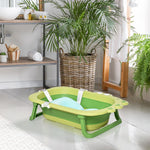 Baby Bath Tub For Toddler Foldable W/ Baby Cushion For 0-3 Years Green