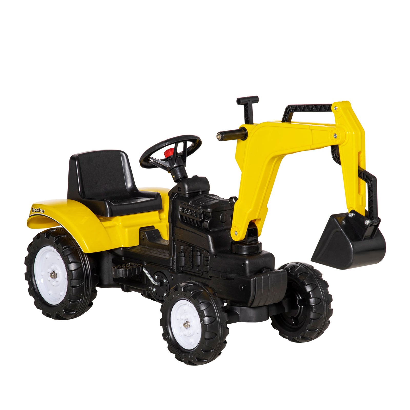 Kids Ride On Digger Pedal Go Kart Play Construction Car For 3 - 6 Years