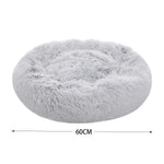 Dia 60cm Calming Donut Plush Dog Cuddler Bed Round Dog Bed | Large | Berkeley (Grey & White)