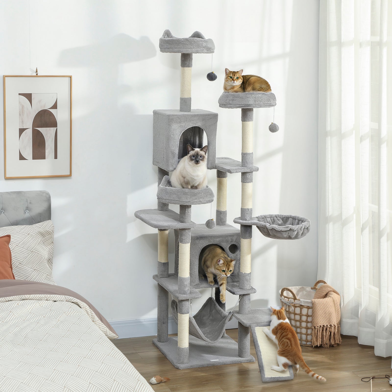 PawHut Cat Tree, 192 Cm Multi-level Cat Tower For Indoor Kittens