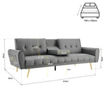 Lora Faux Leather Sofa Bed 3 Seater | Light Grey