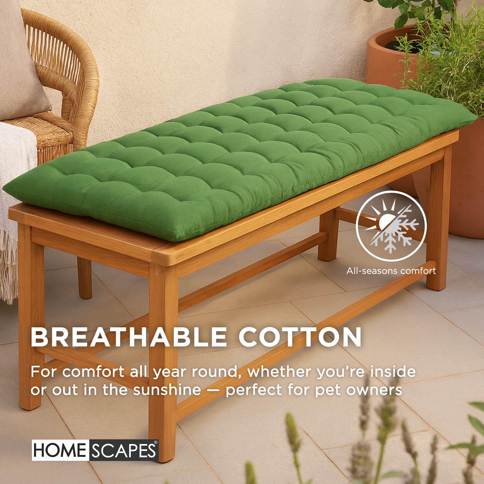 Outdoor Bench Cushion For 2 & 3 Seater Garden Seat Pad For Furniture, Kitchen, Dining & Indoor Use | 2 | Dark Olive