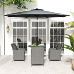 Luxury Rattan Garden Dining Set W/ Parasol, Cushions