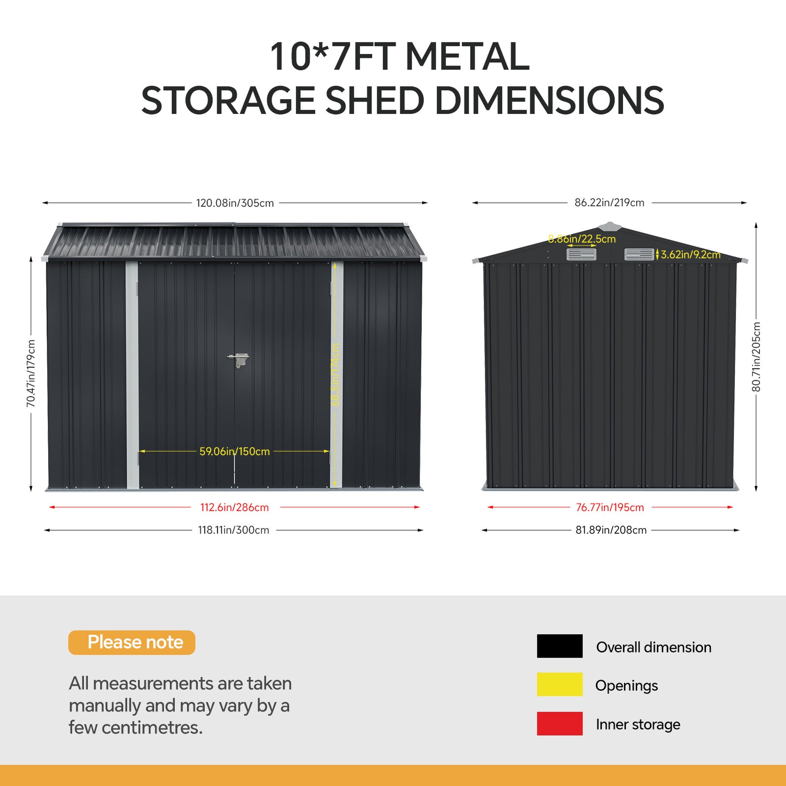 Breeins 10x7 FT Large Metal Garden Tool Storage Shed