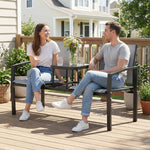 Outsunny Garden Love Seat With 2-tier Table, 2 Seater Jack & Jill Loveseat