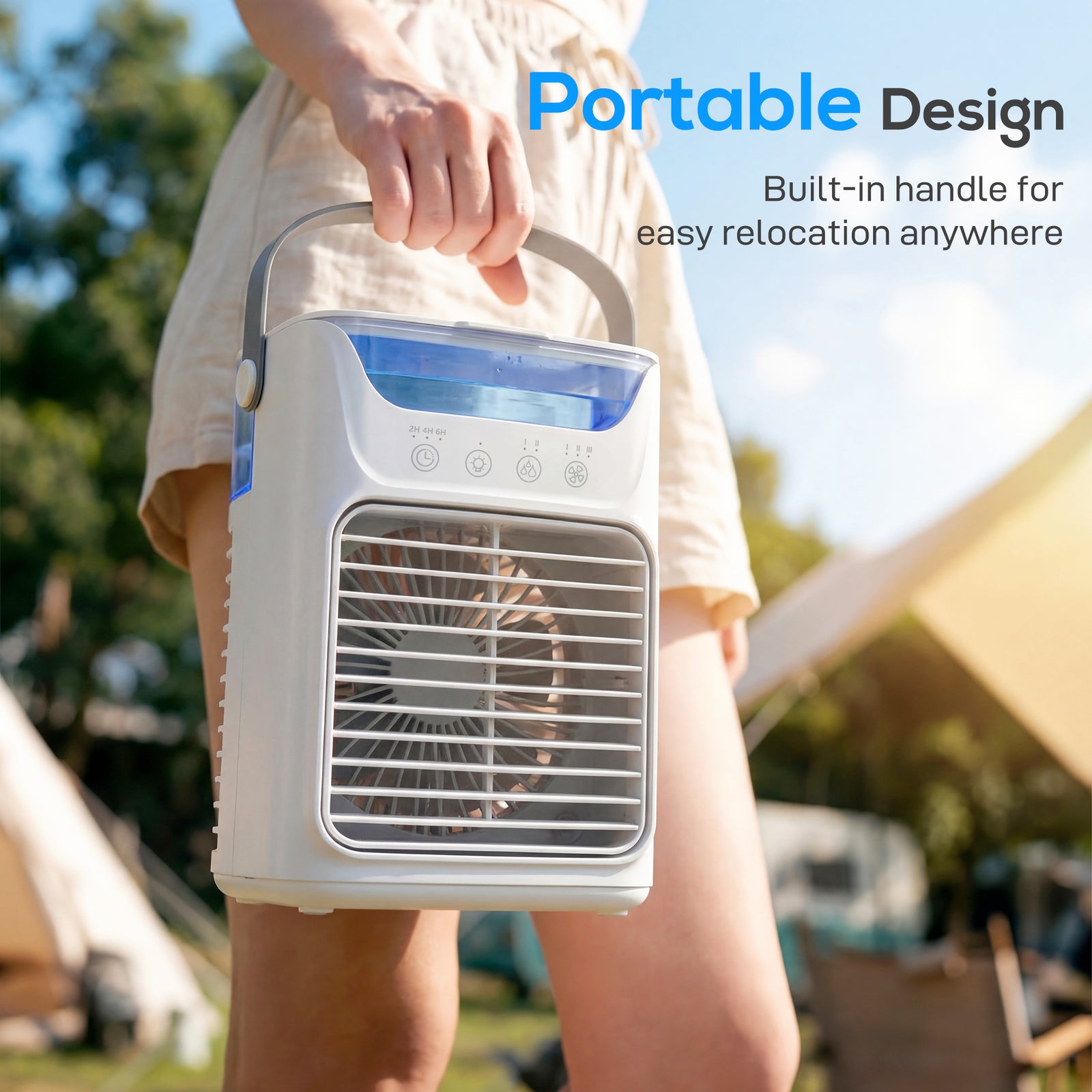 4-in-1 Mini Air Cooler, Portable Air Conditioner For Bedroom | White
