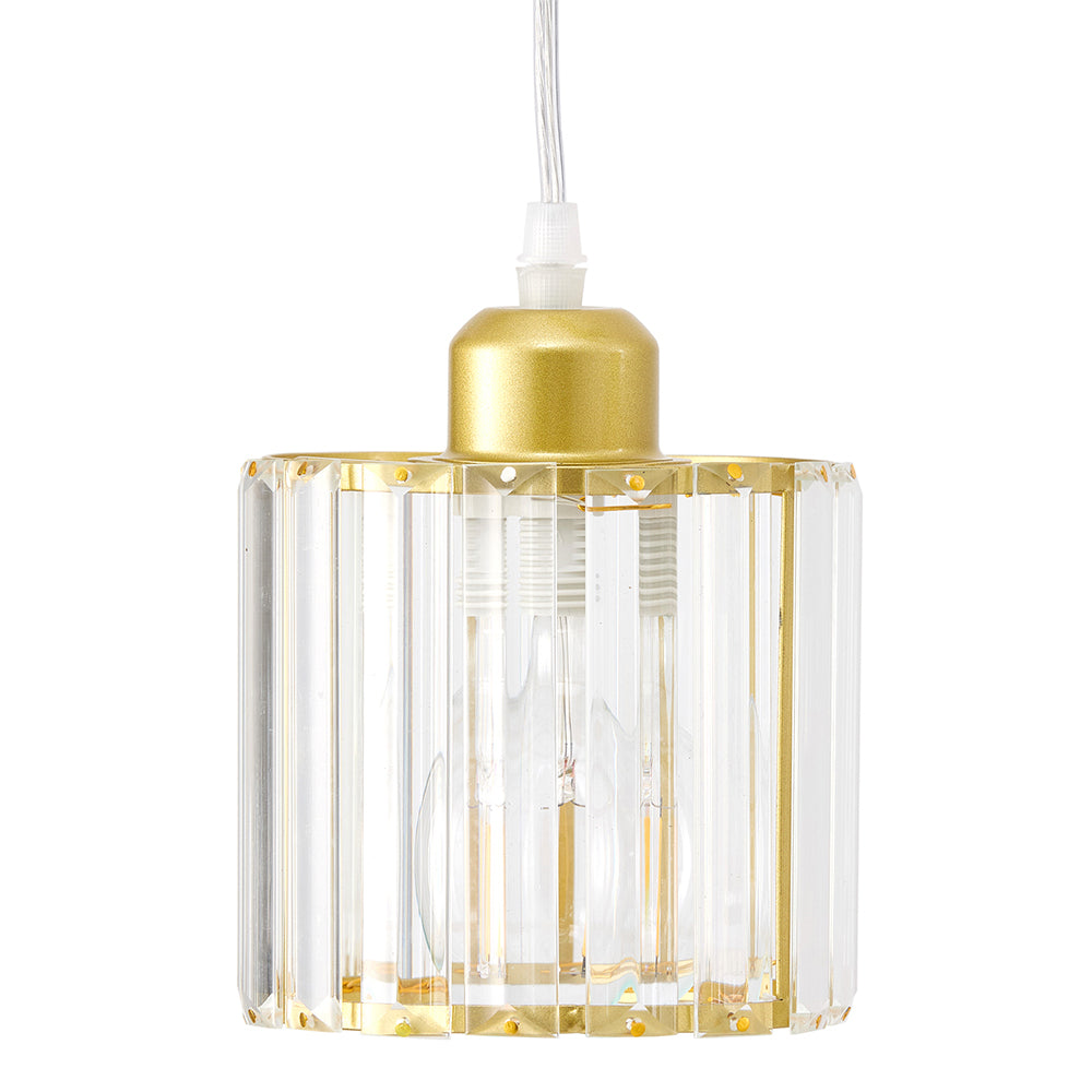 Modern 3-light Crystal Pendant Light Adjustable Linear Ceiling Fixture With Round Glass Shades | Gold