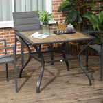 Garden Table W/ Pc Board Tabletop For 4, Parasol Hole | Brown