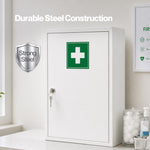 Medicine Cabinet Lockable Wall Mounted Storage Box Metal Home,white