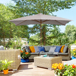Wooden Garden Parasol Sun Shade Outdoor Umbrella Canopy | Gray