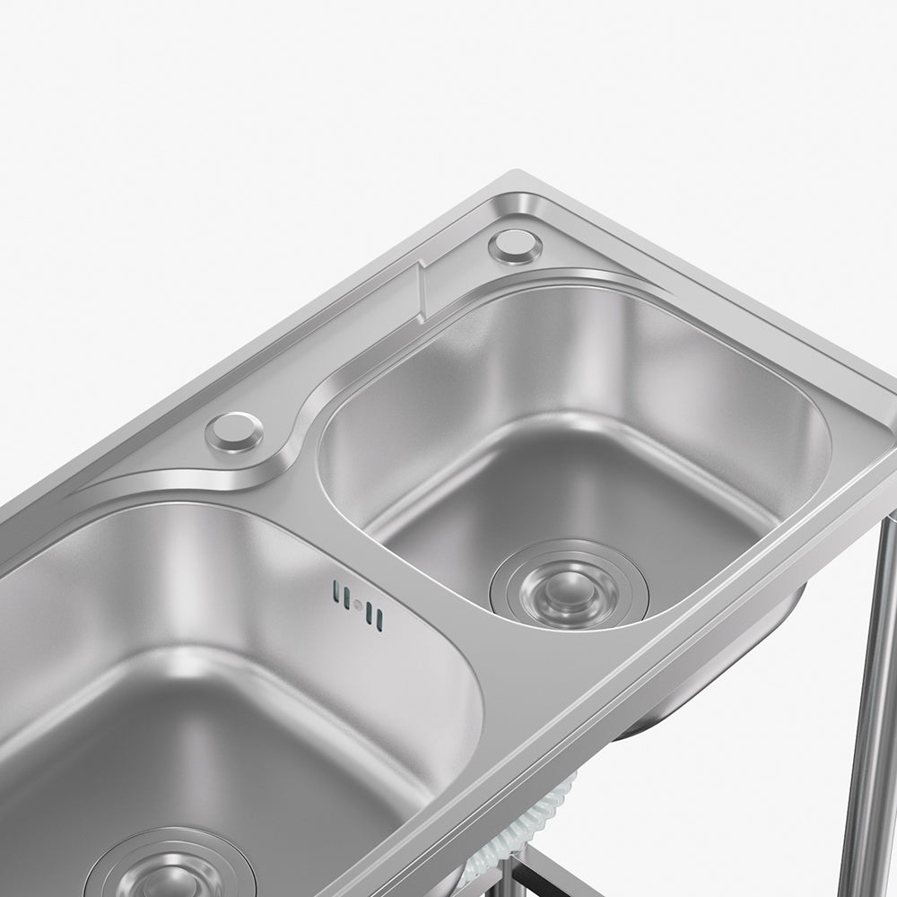 76cm*40cm*85cm H 201 Stainless Steel 2 Compartments Commercial Sink