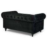 Button Tufted Velvet Living Room Sofa - 2 Seater | Black