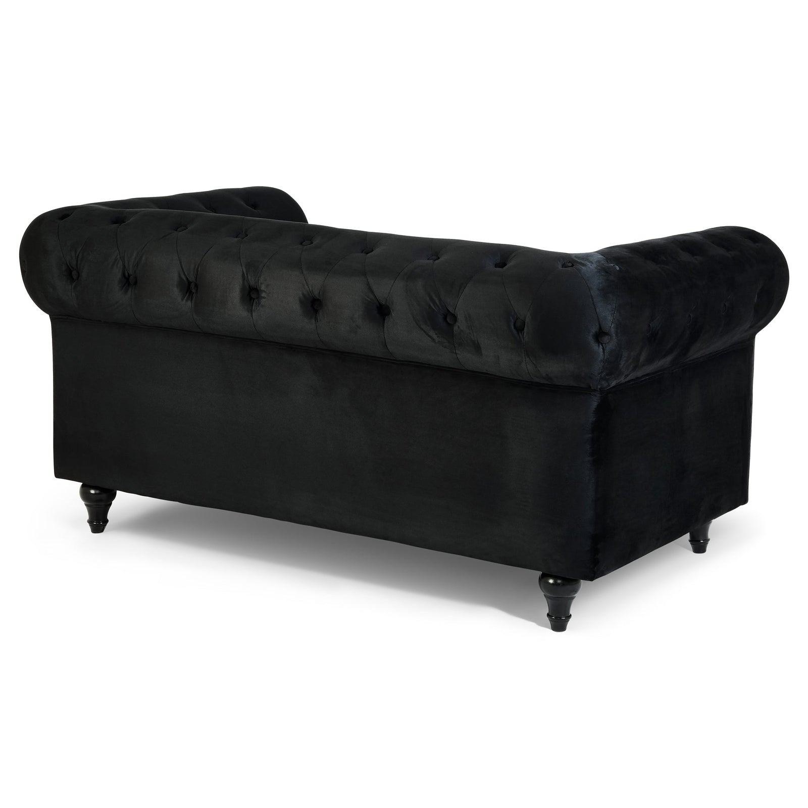 Button Tufted Velvet Living Room Sofa - 2 Seater | Black