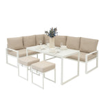 Aluminium Corner Sofa Set | White