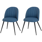 Set Of 2 Dining Chairs With Shell Backrest And Padded Seat | One Size | Blue