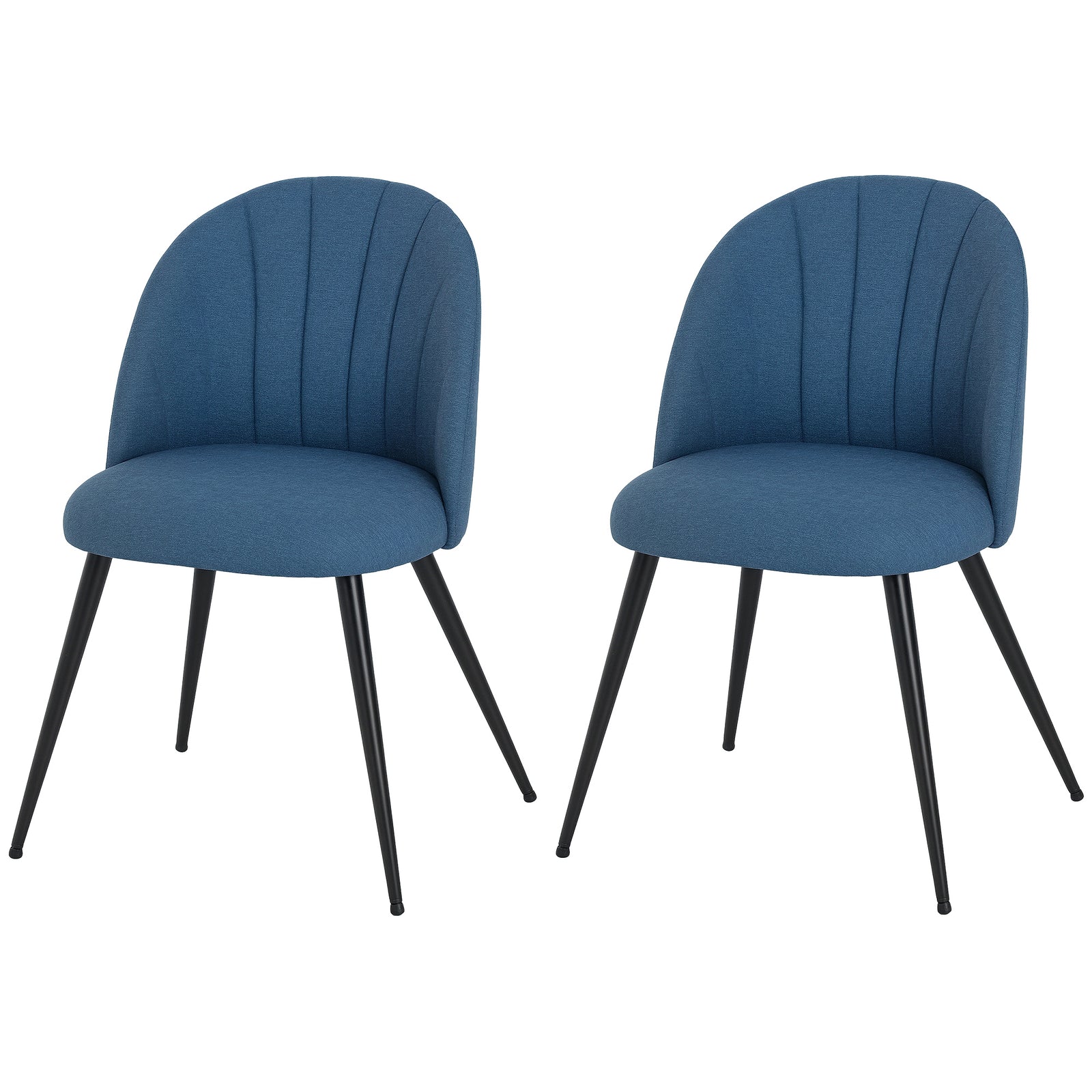 Set Of 2 Dining Chairs With Shell Backrest And Padded Seat | One Size | Blue