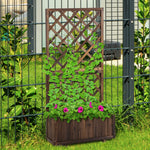 45l Garden Pine Planter W/ Trellis | Chocolate