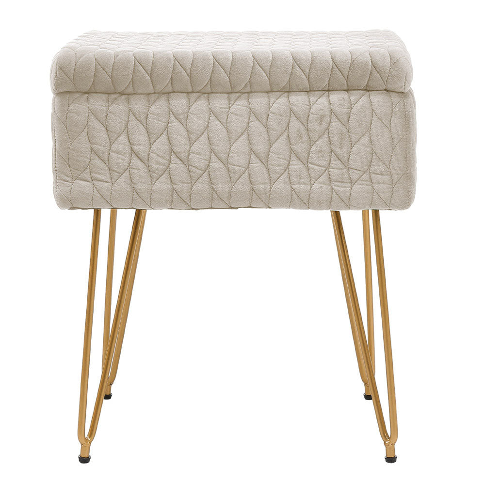 Rectangle Upholstered Storage Ottoman Vanity Stool
