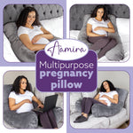 U Shaped Pregnancy Pillow, 135x75x20cm Shredded Memory Foam Full Body Maternity Cushion For Sleeping | U Shape | Grey