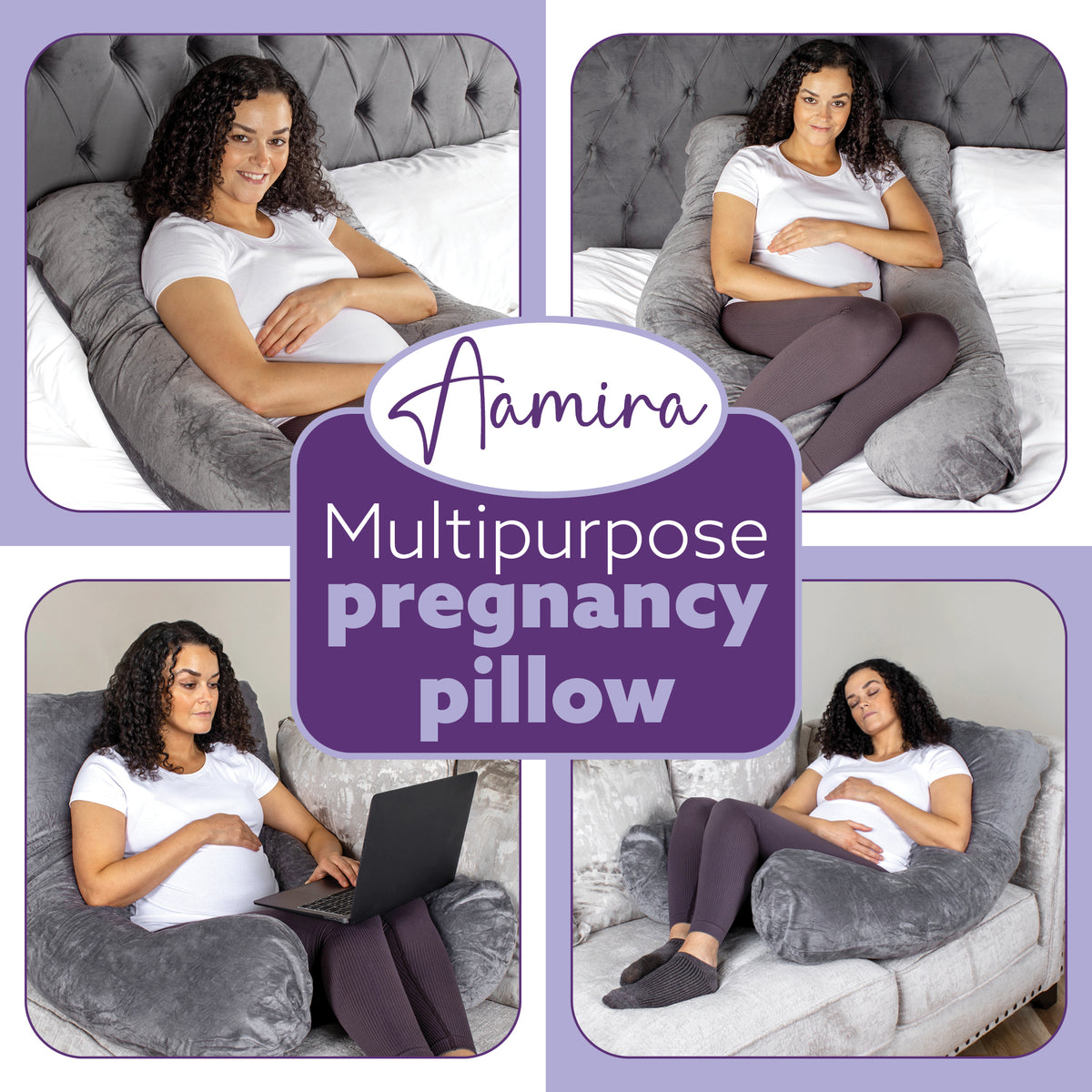 U Shaped Pregnancy Pillow, 135x75x20cm Shredded Memory Foam Full Body Maternity Cushion For Sleeping | U Shape | Grey