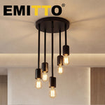 Emitto Ceiling Lights 5 Lights Flush Fitting Pendant Lamp E27 Base Black