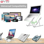 Dyzi Portable Aluminium Laptop & Tablet Lightweight Stand Silver Ventilated Adjustable