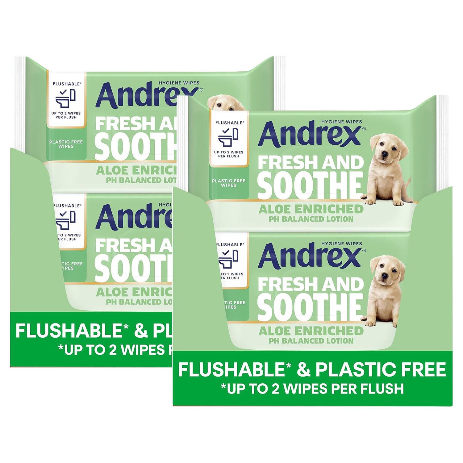 Hygiene Wipes Fresh & Soothe Aloe Enriched 36 Flushable Wipes | Set of 24
