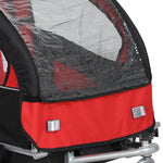2 Seat Bike Trailer With 5 Point Harness, Safety Flag, Reflectors | Red