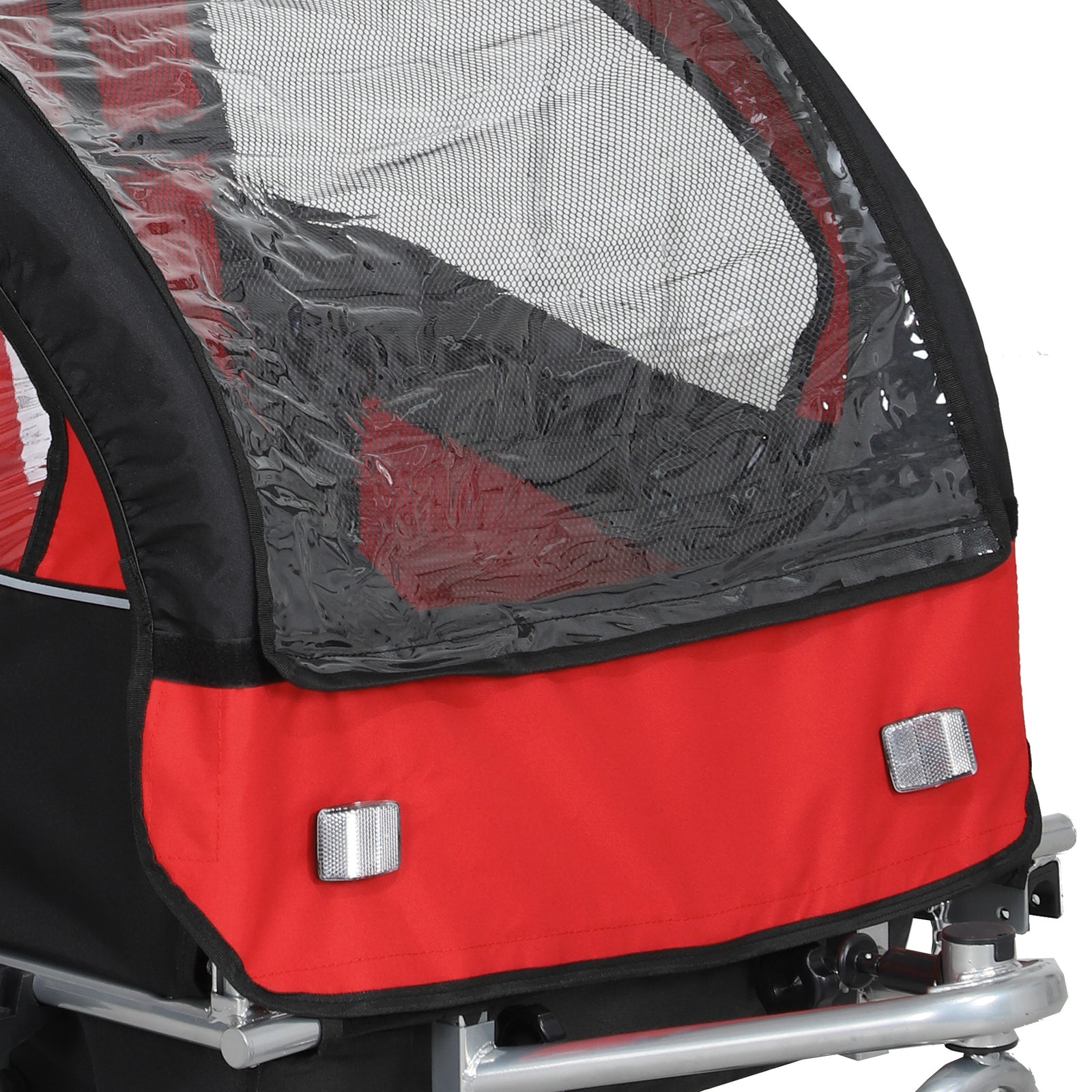 2 Seat Bike Trailer With 5 Point Harness, Safety Flag, Reflectors | Red