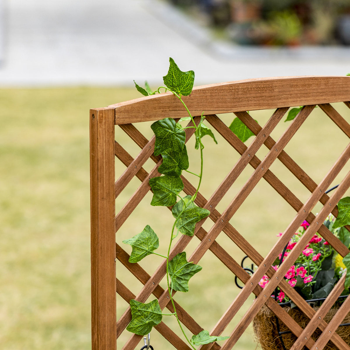 Outsunny Wooden Planter With Trellis, Raised Bed For Garden, Brown