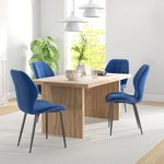 Dining Chairs Set Of 4, Flannel Upholstered Kitchen Chairs | Blue