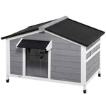 Large Wooden Dog Kennel For Outside 109l X 79w X 72h Cm, Grey