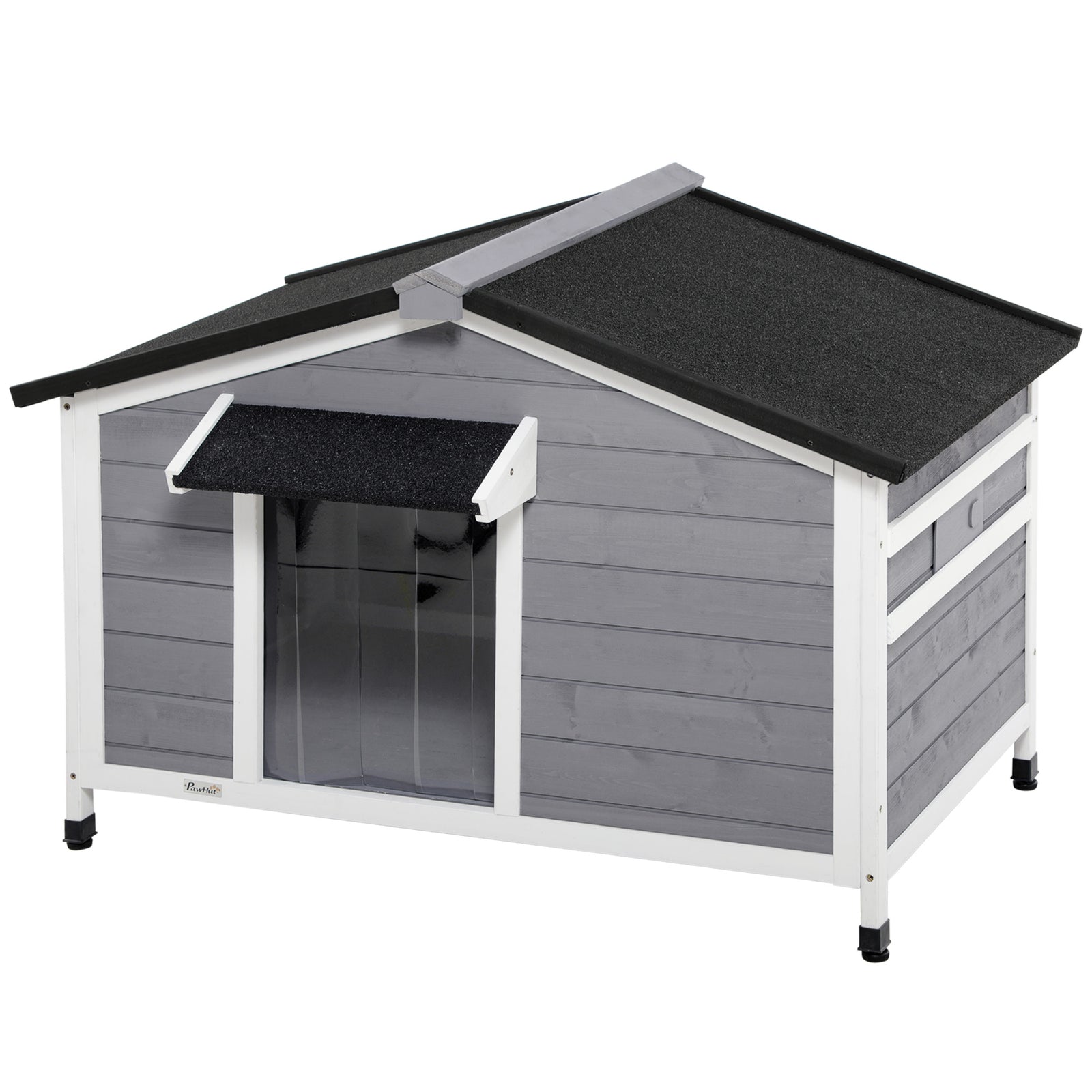 Large Wooden Dog Kennel For Outside 109l X 79w X 72h Cm, Grey