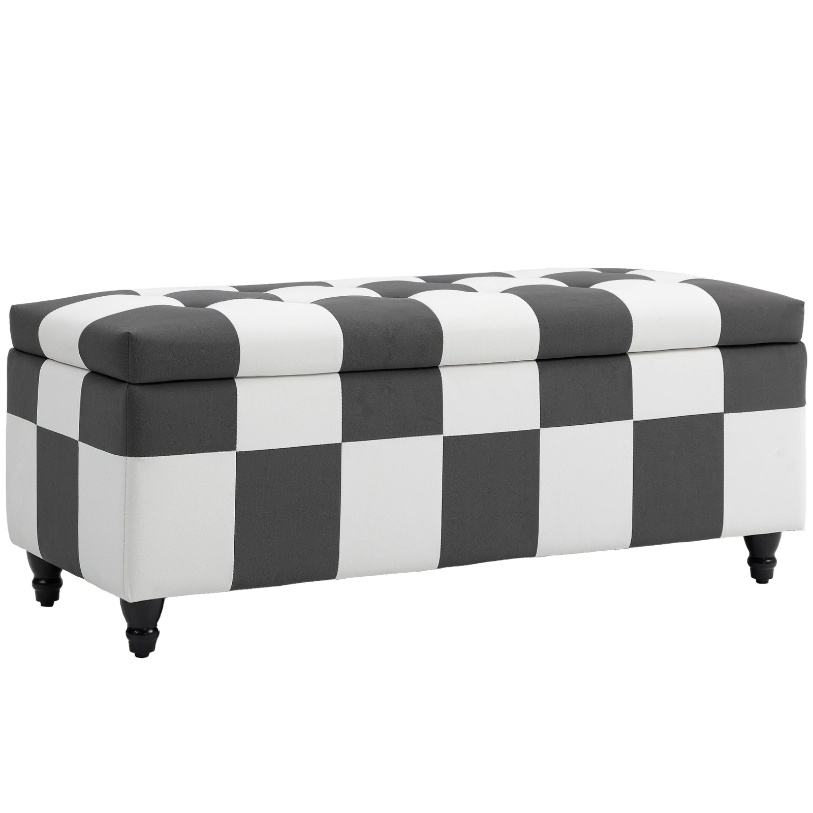114 X 47 X 47cm Velvet Storage Ottoman, Button-tufted Footstool Box