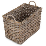 Rectangular Grey Rattan Hallway Log Basket | Large | Brown
