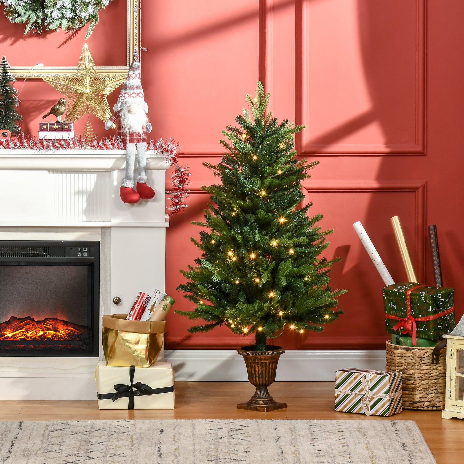 4ft Spruce Christmas Tree, Clear Led Lights