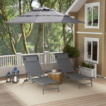 Set Of 2 Garden Sun Loungers, Folding Chaise Lounge Chairs | Gray