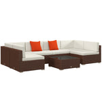 Rattan Garden Furniture Set Coffee Table Buckle Structure | Brown