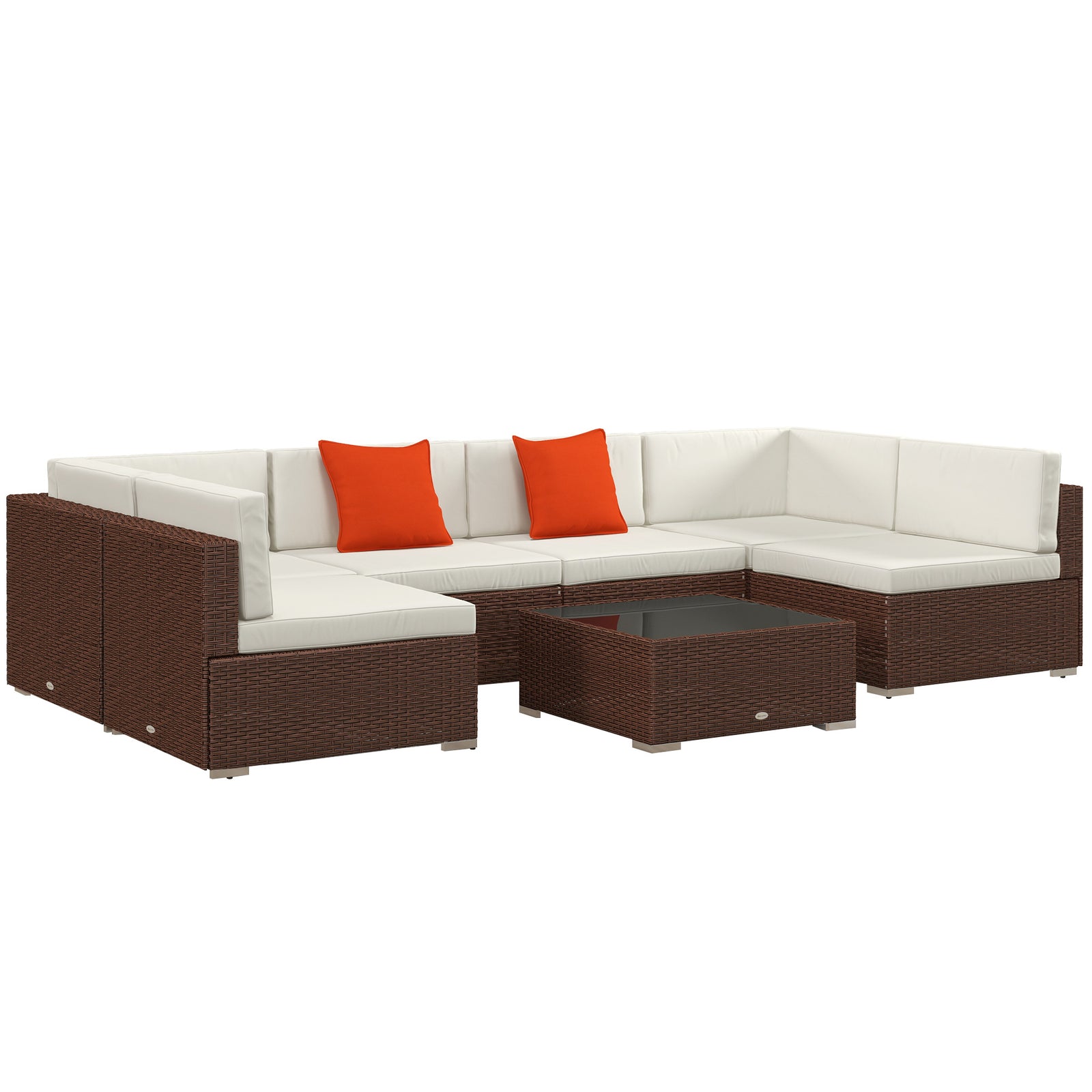 Rattan Garden Furniture Set Coffee Table Buckle Structure | Brown
